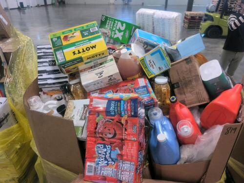 Big box store in a box food and and household items: coffee, Thai boost, olive oil, cascade, rice, Harmon hammer, diapers, swiffer heavy duty, Kleenex, oatmeal, Kool-Aid, barbecue sauce,