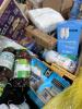 Big box store in a box food and household and clothing: protein, coffee meat, Pine-Sol, Campbell Soup, protein, Garbage bags, seasoning, goldfish, detergent, zip fizz, gain, fruit cocktail, Steve Madden, Febreze, lids, applesauce, Chick-fil-A sauce, zip f - 14