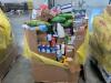 Big box store in the box: Ragu, Clorox, peanuts, miracle whip, cascade, pretzels, food containers, peanuts, Campbell Soup, lounge pool Lucky charms, T-shirt bags, Ritz crackers, power flex bags, bath tissue, Sensodyne pro enamel