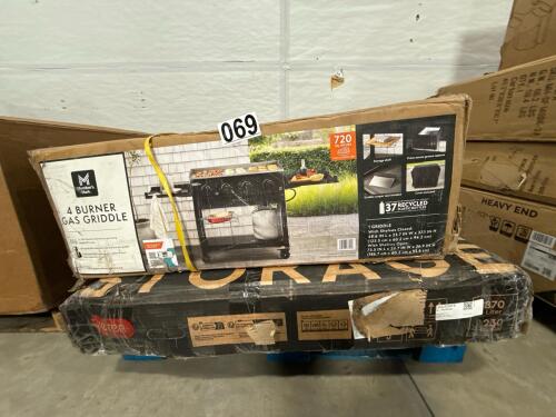 Four burner gas griddle, KETER deck box