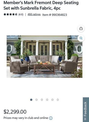 one Fremont collection four-piece deep seating set. I believe this has the sofa only and Theodore dining table Gray