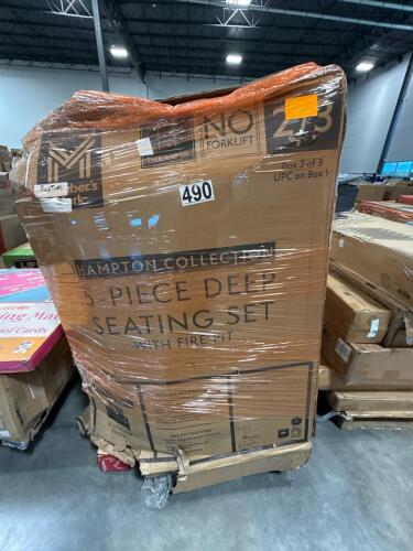 Five-Piece deep seating set with fire pit box. two of three only