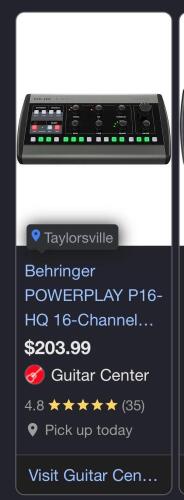 (5) Behringer P16-HQ 16-Channel Personal Monitoring Mixer