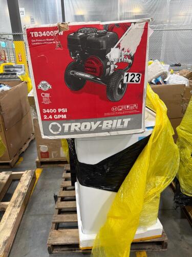Pressure washer appears to be customer return, KENMORE out of box does not appear used that may have some damage, sports AFIELD safe out of box
