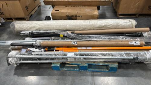 Metal poles, Fisker sock, weight bar, running boards, fence STAKES, & More