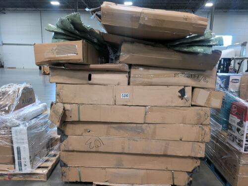 stack of furniture bumpers and other items