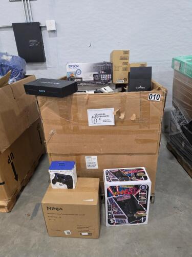 Electronics, heavy cable, alarm.com, echo spot, Polaroid, printers, PlayStation controller, RAINE 75, LaserJet, bamboo lab 3-D print filament, SCEPTR monitors, controllers, HEAVY products, sync vision, Atari arcade, AIPER system, Wireless repeater, TYCO i