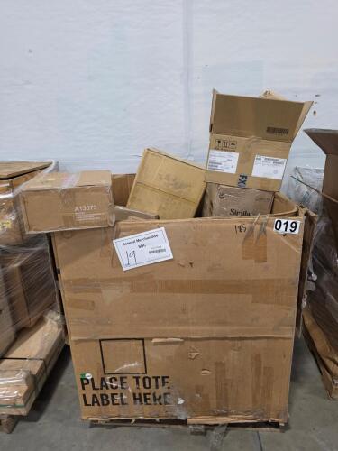 Cups, vinyl gloves, infineon mirrorbit, similac bottle, vac cleaners, step stool, labels and more