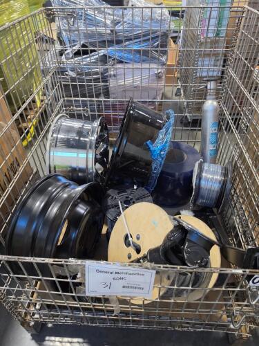 Automotive part, hitch attachment, multiple rims, cable