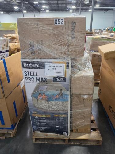 Swimming pool, shark flex breeze mist fan, rug runner, garbage cans, battery, Frigidaire room air conditioner, headlights, & More