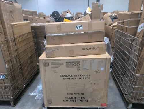 better homes and garden sofa, executive office chair, tools, and other items