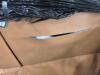 Leather chair does have large cut in the back, full headboard and panel footboard - 2
