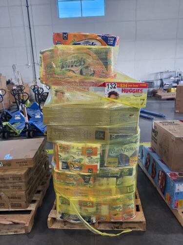 Paper towel towels, Huggies diapers, marathon towel, gloves, and & More
