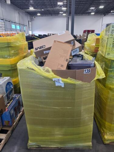 Big box store in a box: 3M filters, acne wash, cups, napkins, Caesar pet food, detergent, Eddie Bauer, finish, garbage bags, Ziploc bags, & More