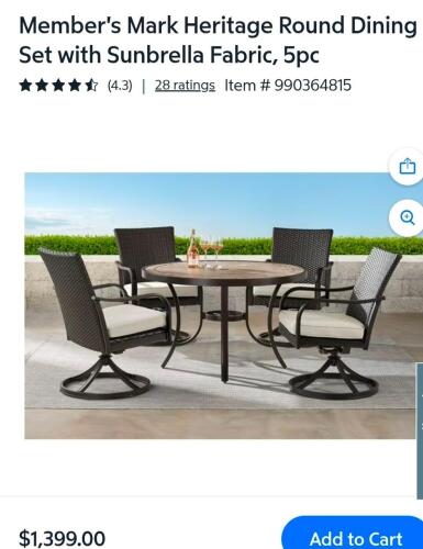 Heritage collection five piece round dining set, dove