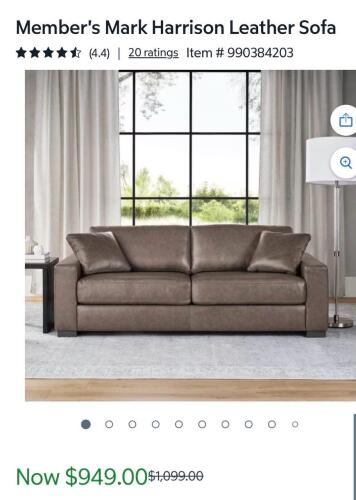 Harrison collection leather sofa, mushroom