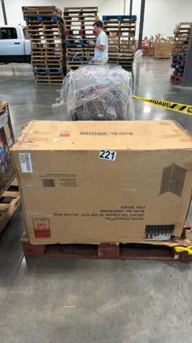 Lawnmower out of box Customer return, Seville Classics cabinet may not be complete