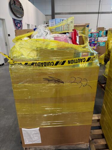 Big box store in the box: clothing, old spice, soap cleaner, popcorn, shampoo, diapers, simply magic, huggy diapers, Kleenex, inflatable, & More
