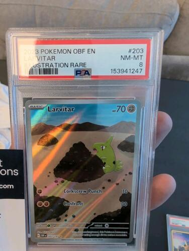 2023 Pokemon obf en larvitar illustration rare PSA 8