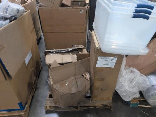 Bolts of fabric, storage totes, and more