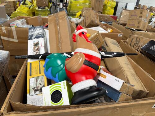 Utility tire, Christmas chicken, can opener, scale, beanbag toss game, wagon, rug, protector, umbrellas, & More