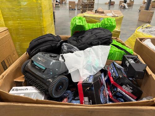 Pool cleaner, pi&ntilde;ata's, blue monster pipe Red, lantern, backpack OGO, the Northface, KLIPSCH in wall speaker, SADVAS books, paper clips, & More