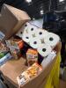 Big box store a box, ROTEL, dental treats for dogs, great, barbecue sauce, cups, Chex mix unit butter chocolate bars, dog food, crackers, pre-lit 6 foot oversize spider, ALL, & More - 3