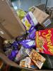 Big box store a box, ROTEL, dental treats for dogs, great, barbecue sauce, cups, Chex mix unit butter chocolate bars, dog food, crackers, pre-lit 6 foot oversize spider, ALL, & More - 7