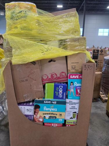 Big box store in a box, food container, paper towels, and other products