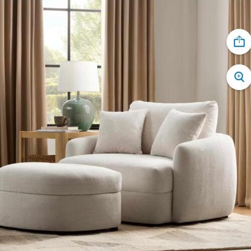 member's Mark oversized cuddle chair and storage ottoman in cream