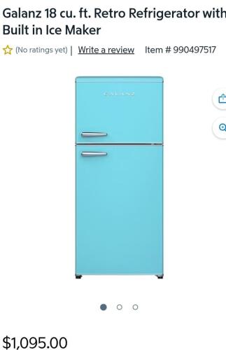 galanz 18 cubic foot retro top mount refrigerator
