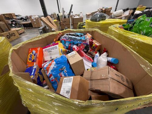 Big box store in the box: glass cleaner, graham crackers, Gatorade, tide pods, disinfecting wipes, almonds, Folgers, hefty garbage bags, Ozark Trail shutter swimmer, splendid, country time eliminate, copy paper, & More
