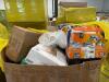 Big box store in the box: staff tissue, kids wheelbarrow, clothing, potatoes, pop tarts, cups, apple juice, grits, coffee mate, Capri Sun, and much more