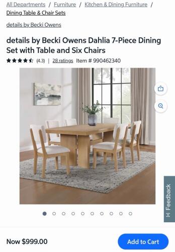 Ivy dining set may have damage