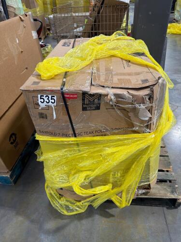 Bayfold seven piece folding with patio cover dining set May have damage