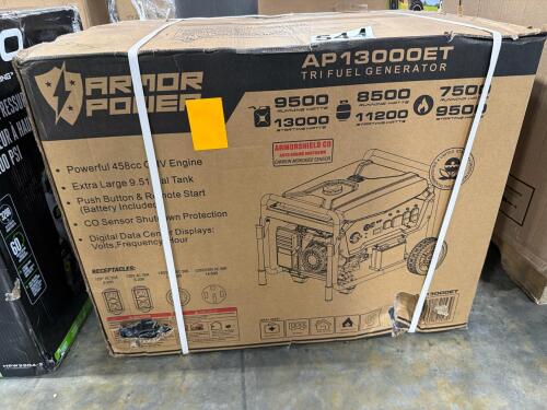 armor power AP 13000 ET tri fuel generator