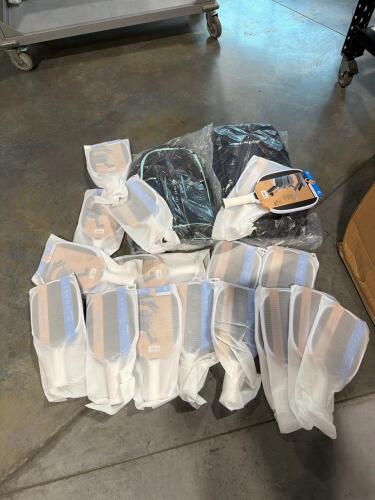 18 Dunlop thr33 pick ball paddles and 2 bags