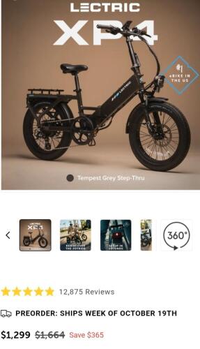 Lectric eBikes XP4 750 Step-Thru Foldable Long-Range eBike