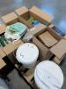 Boxes of miscellaneous goods including stucco patch, candle, wipes, Scott's crabgrass, fresh step, good wipes, tidy cats, liquids and more - 7