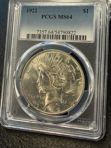 1922 Silver Peace Dollar PCGS MS64