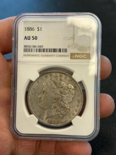 1886 Morgan Silver Dollar $1 AU50 , NGG