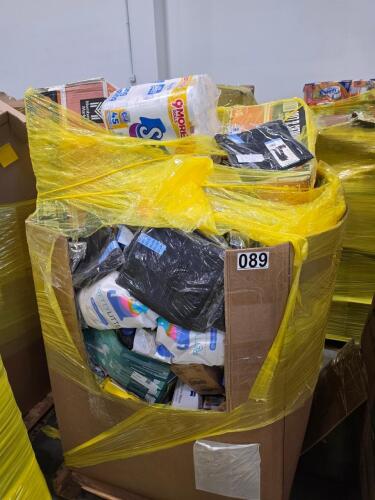 Big box store in a box, cat litter, Dawn Platinum Powerwash, Clorox cleaning scrubbers, Sunny D, containers and lids, clothing, motor oil, Adidas shoes, Pampers diapers, Cuisinart Grind & Brew 12-Cup Coffee Maker, and so much more