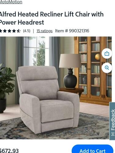 Alfred heated recliner lift chair