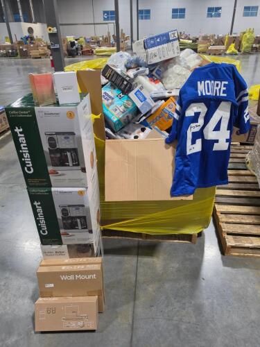 Big box store in a box, multiple cuisine art coffee centers, baby wipes, football jersey, trash bags, Seiko watch, Samsung wall mounts, Samsung One connect, clothing, Downy beads, paper plates, dishwashing detergent, laundry detergent and much more