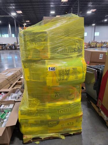pallet full of toilet paper and paper towels