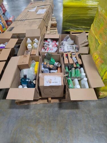 pallet of cleaning supplies/health and beauty