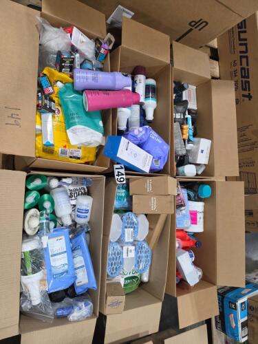 pallet of cleaning supplies/ health and beauty