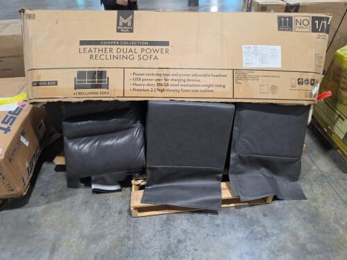 Cooper collection leather dual power reclining sofa appears to be customer return. hopefully complete
