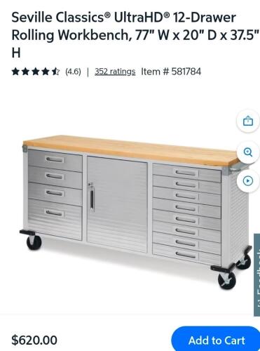 seville classics ultra HD rolling workbench