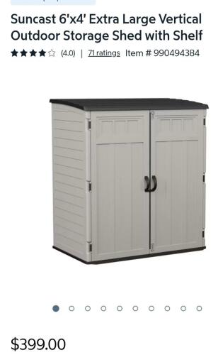 suncast extra large vertical shed